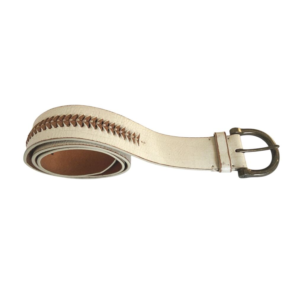 Lauren Ralph Lauren Beautifully Crafted White Leather Belt Size L - CC